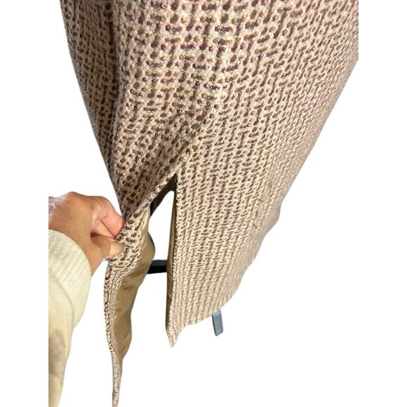 VTG J Crew Womens 100% Wool Herringbone Tweed Brown Tan Classic Overcoat Size 14 - Picture 6 of 11